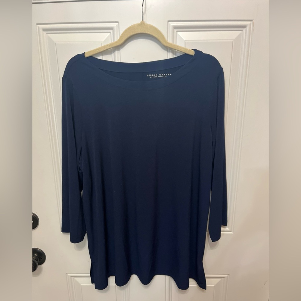 Susan Graver Deep Blue Modern Essentials Top
NWOT